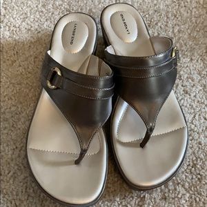 Metallic pewter/gold wedge sandals